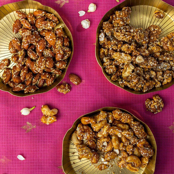 Festive Gifts | Nuts Gift Box | Roasted Cashews | Roasted Almonds | Roasted Walnuts | Set of 3