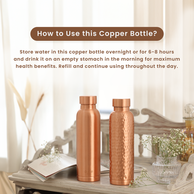 Copper Water Bottle | 1 Litre |  Plain | Improves Digestion
