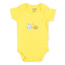 Organic Cotton Baby Bodysuit & Cap | Yellow & Blue | Set of 4