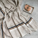 Cotton Bath Towel | Striped Design | Beige & Brown | 71 x 157 cm