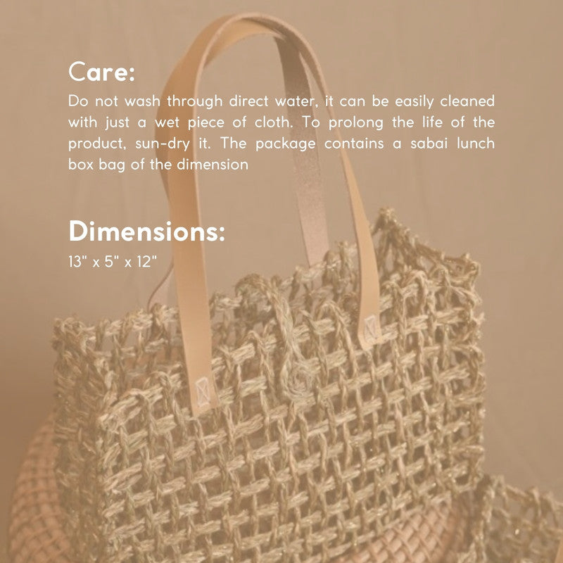 Handmade Mesh Handbag for Women | Sabai Grass | Beige
