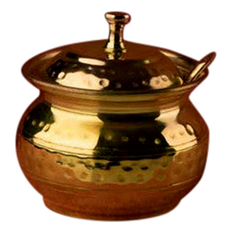 Brass Ghee Pot with Spoon | 4 inches
