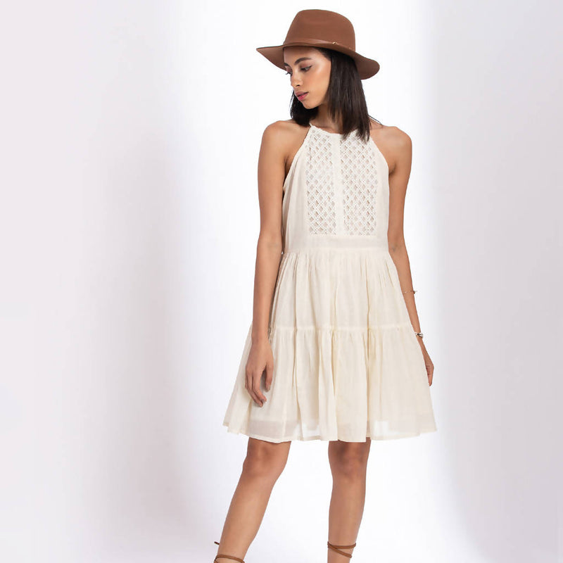 Organic Cotton Dress for Women | Halter Dress | White