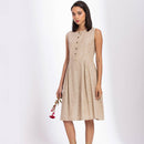 Dress for Women | Cotton Linen Midi Dress | Beige