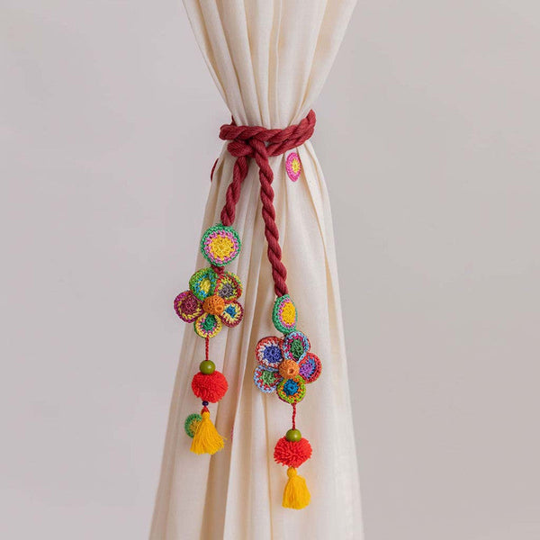Crochet Curtain Tie Backs | Multicolour | Set of 2