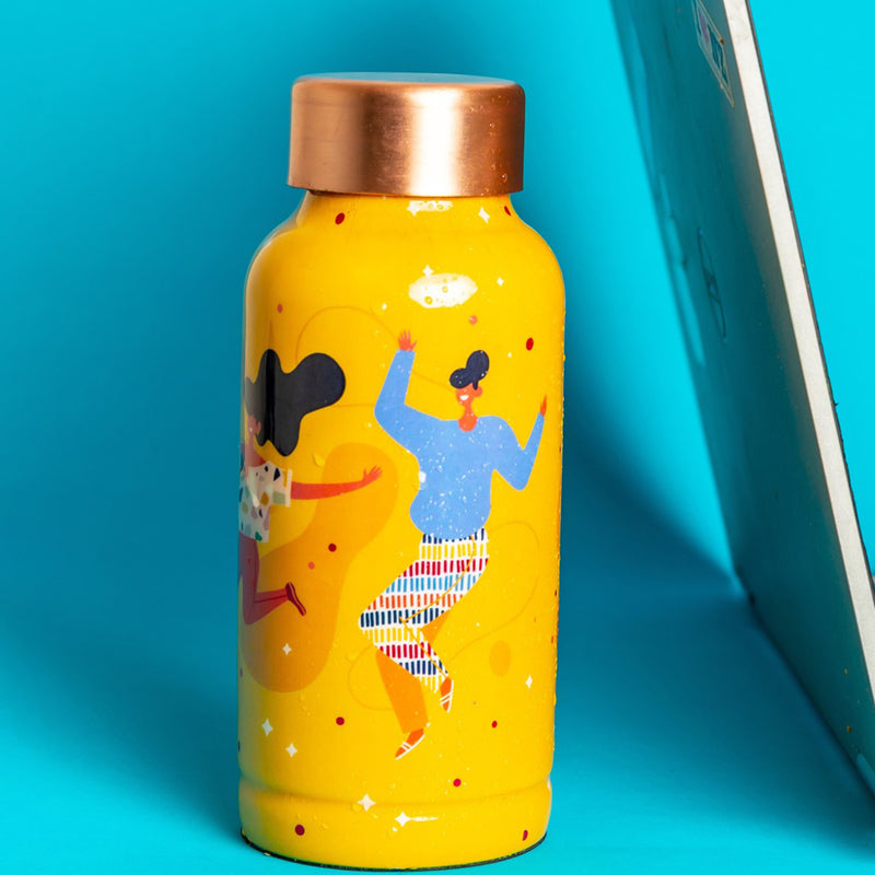 Copper Bottle | Water Bottle | Yellow Printed | 500 ml