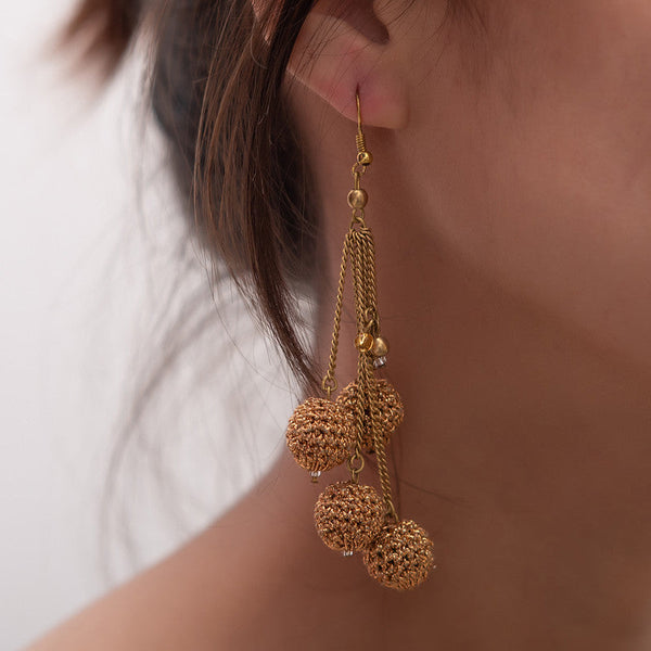 Brass & Metallic Thread Danglers Earrings | Gold