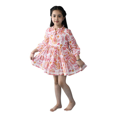 Birthday Dress | Cotton Dress for Girls | Pink & White