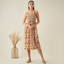 Organic Cotton Sleeveless Dress | Floral Print | Multicolour
