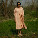 Cotton Linen Dress With Jacket | Hand Embroidered | Peach
