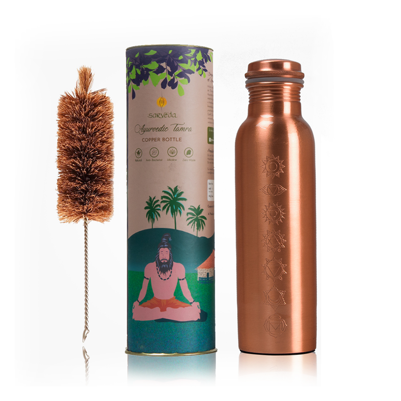 Copper Bottle with Cleaning Brush | 1 L