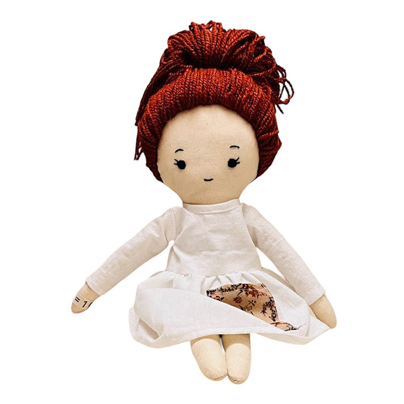 Cotton Soft Toy Doll | Rag Doll | Rust & White | 17 inches