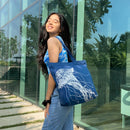 Cotton Canvas Tote Bag | Zipper | Printed | Jelly-Fish | Blue
