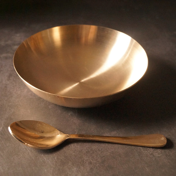 Bronze Bowl with Spoon | Kinnam | 6 inches | Gold