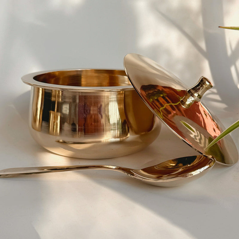 Bronze Serving Bowl Set | with Ladles | Gold | 6 Pcs