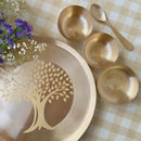 Bronze Dinner Set | Kansa Thali Set | Tree Design | Gold | 6 Pcs