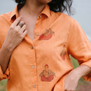 Linen Shirt For Women | Hand Painted | Deep Orange