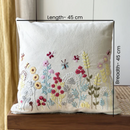 Cotton Cushion Cover | Embroidered | Beige | 45 x 45 cm