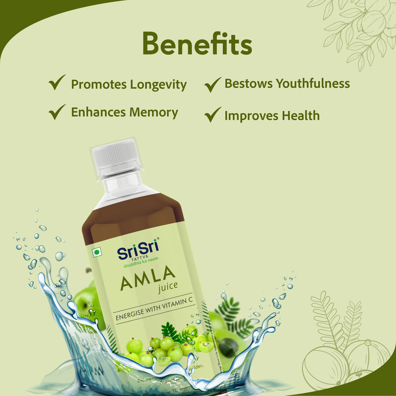 Sri Sri Tattva Amla Juice | Energise With Vitamin C | Rejuvenator, Immunity Builder & Antioxidant | 1 Litre