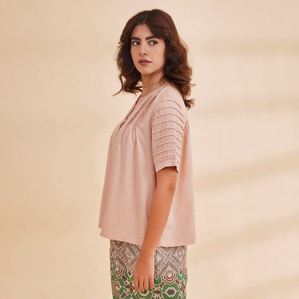 Bamboo Top for Women | Peach | Half Sleeves
