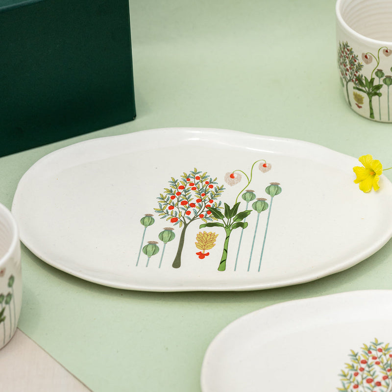 Festive Gift Hampers | Ceramic Serving Platter Gift Box | White | Set of 2