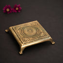 Brass Pooja Chowki | Gold | 13 cm