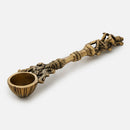 Brass Pooja Spoon | Krishna Design | Antique Gold | 23 cm