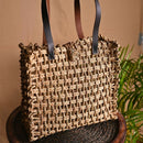Sabai Grass Lunch Bag | Plant Based Leather Handle | Beige