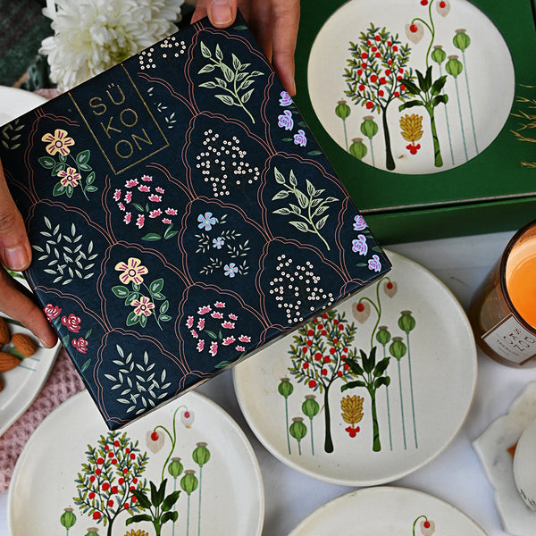 Stoneware Dinner Plates | Multicolour | Set of 4