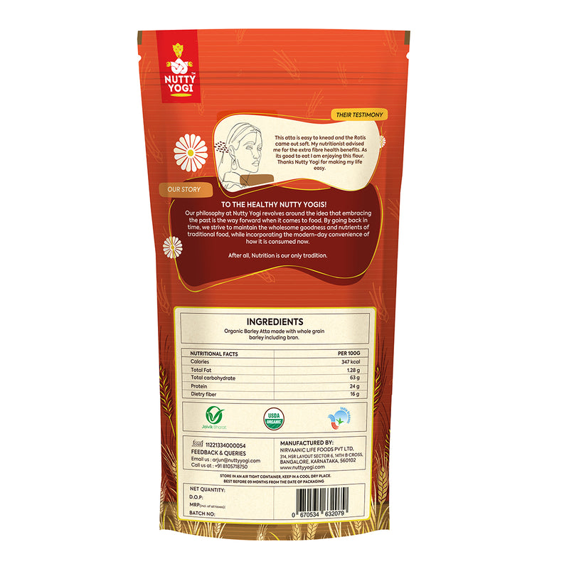 Barley Flour | Jau Atta | 1 kg | Pack of 2 | Rich In Fibre