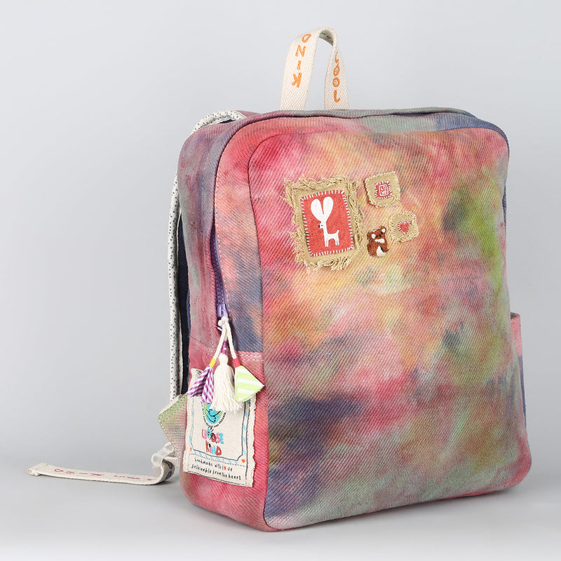 Cotton Denim Backpack for Kids | Tie-Dye | Multicolour | 5 L