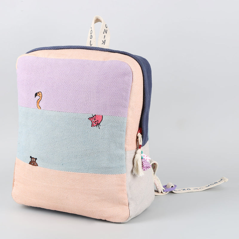 Cotton Denim Kids Backpack | Multicolour | 5 L