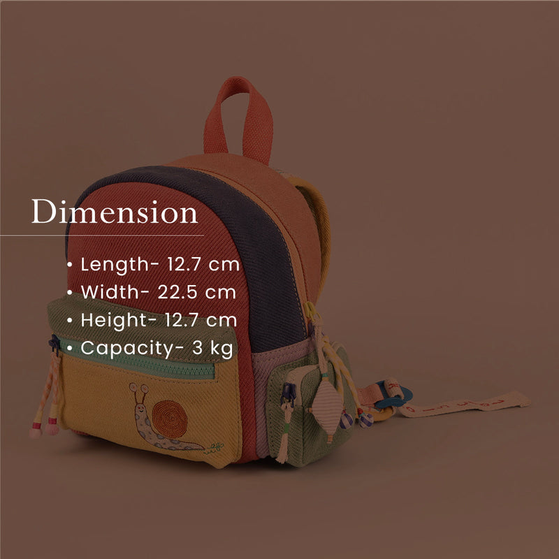 Kids Backpack Bag | Cotton Denim | Multicolour | 3 L