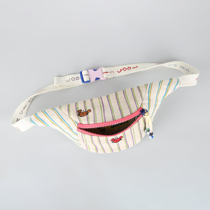 Cotton Waist Bag for Kids | Striped | Multicolour | 1 L