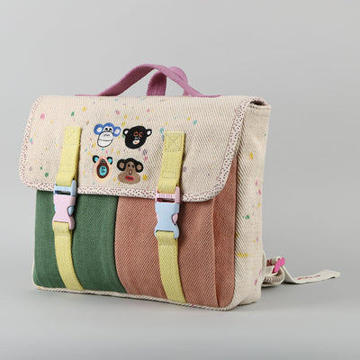 Cotton Denim Kids Backpack | Multicolour | 3 L