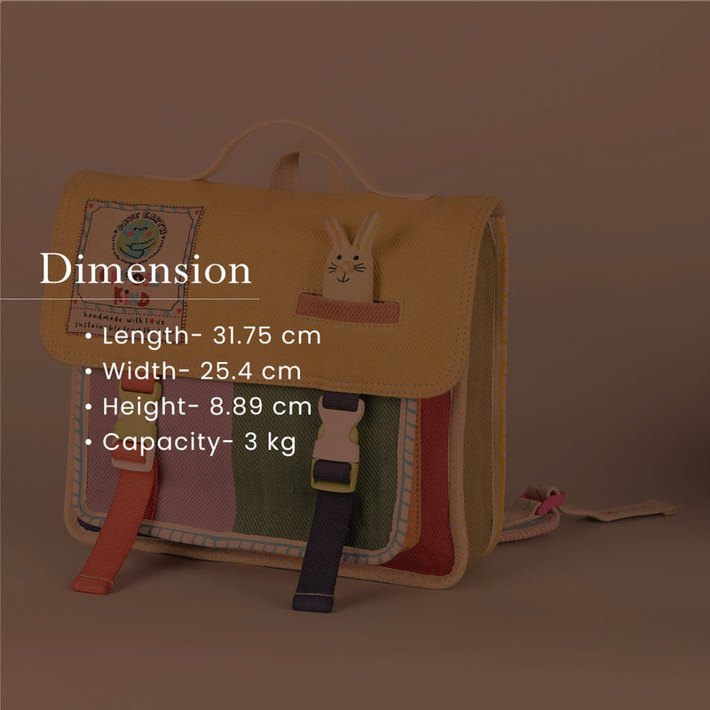 Cotton Denim Backpack for Kids | Multicolour | 3 L
