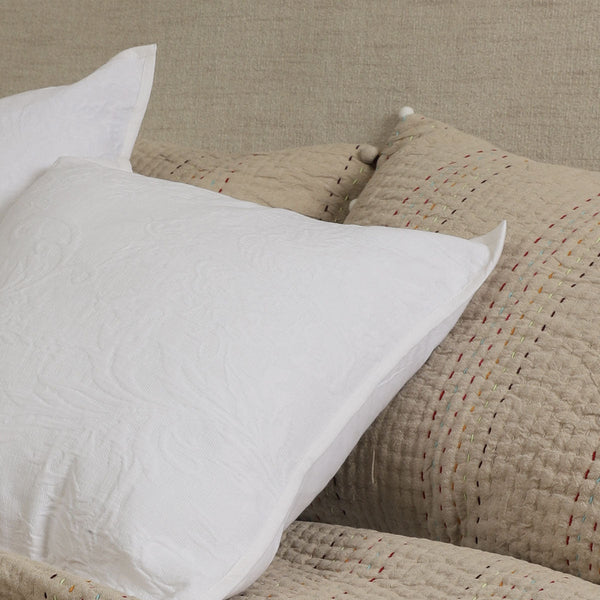 Cotton Cushion Cover | Woven Design | White