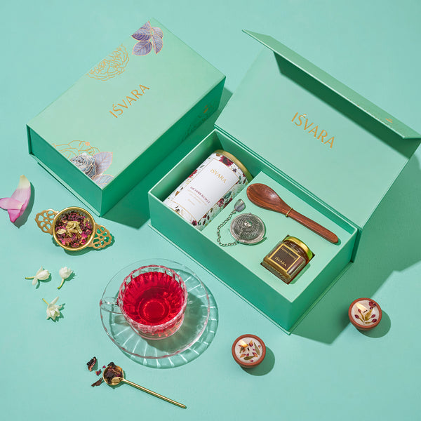 Festive Gifts | Herb Basket Tea Box | With Tea Filter & Honey | 40 g