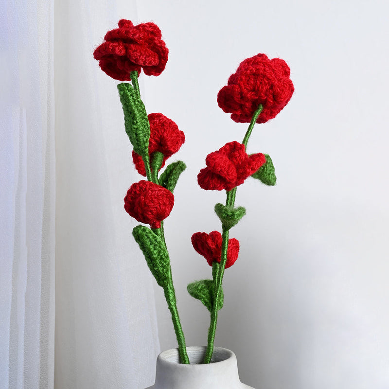 Rose Crochet Flowers | Dark Red | 12 inches