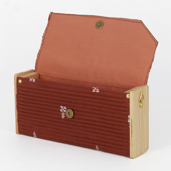Mini Clutch Bag for Women | Cotton & Re-Claimed Wood | Caramel