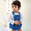 Cotton Baby Onesie with Shirt | Dungaree Style | Blue & White