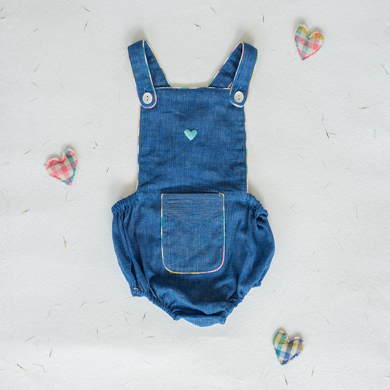 Cotton Baby Onesie with Shirt | Dungaree Style | Blue & White