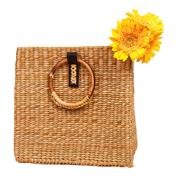 Big Handbag for Women | Kauna Grass & Faux Leather | Beige