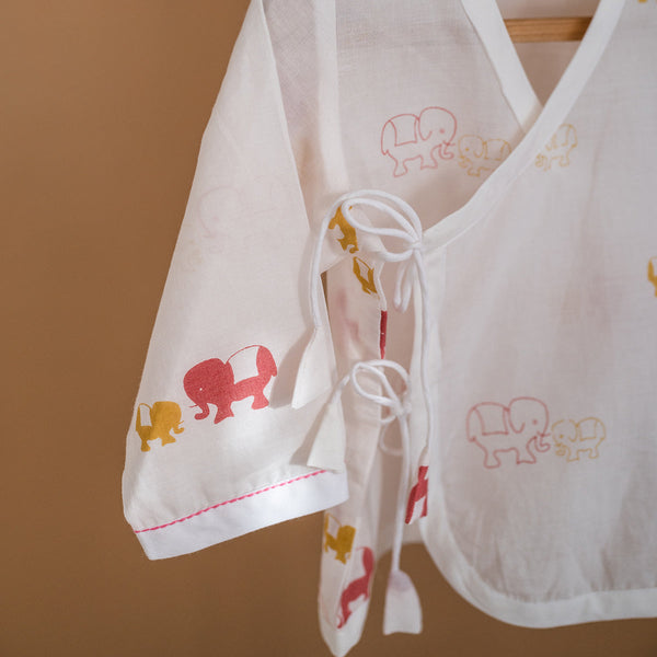 Cotton Baby Jabla Set | Elephant Print | Madder Pink