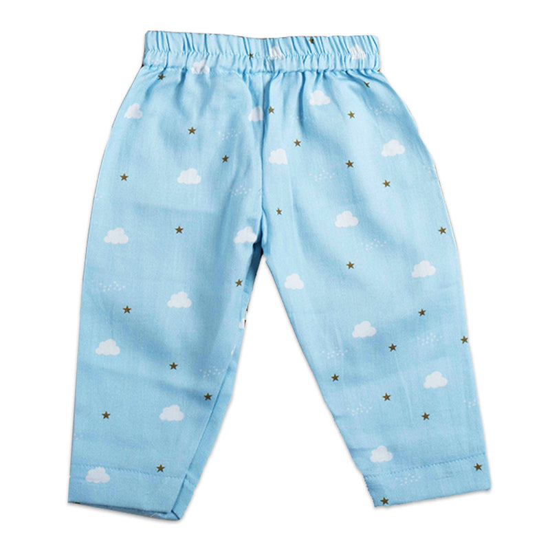 Organic Cotton Nightsuit for Babies & Kids | Sky Print | Blue