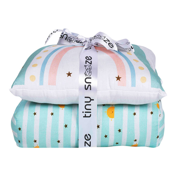 Organic Cotton Baby Pillow & Bolsters | Rainbow Print | Set of 3