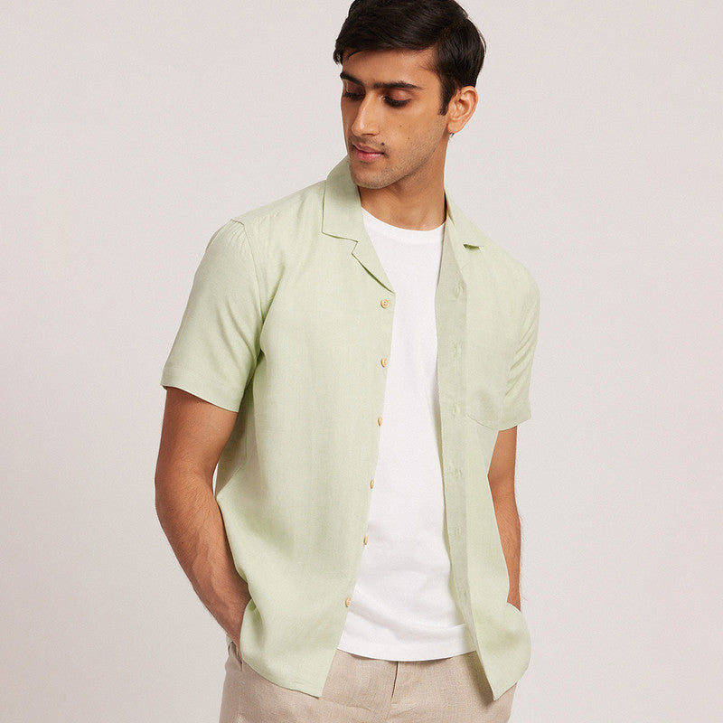 Men's Tencel Linen Shirt | Notch Collar | Pistachio Green