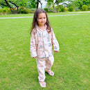 Bamboo Muslin Night Suit For Kids | Full Sleeves | Pink