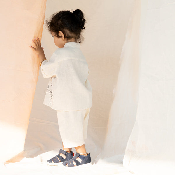 Cotton Kids Shirt and Shorts Set | Space Design | Off-White