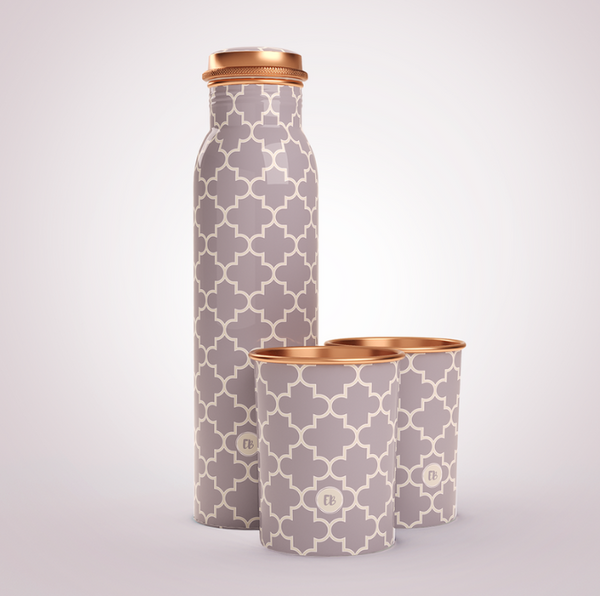 Copper Bottle & Glass Set | Grey